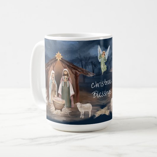 Mug Scène de Nativité Bébé Jésus Noël chrétien (Devant gauche)