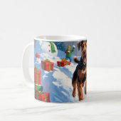 Mug Scène de neige festive de Noël Airedale (Devant gauche)