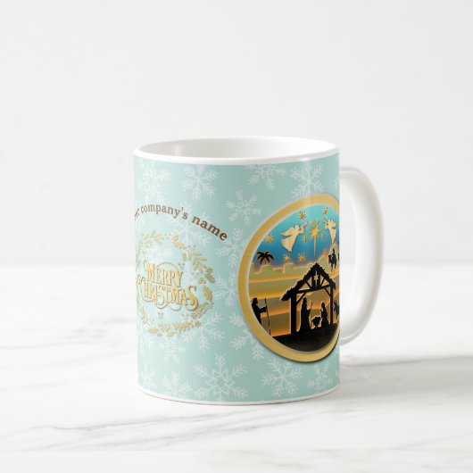 Mug Scène de Noël avec l'Enfant Jésus dans la crèche (Devant droit)