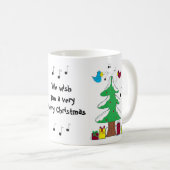 Mug Scène de Noël avec oiseaux et notes de musique (Devant droit)