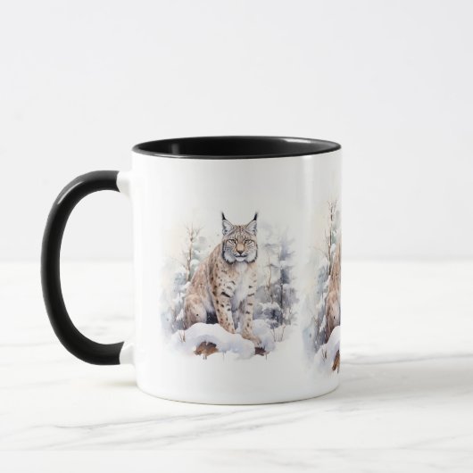 Mug Scène de Noël avec un chat Lynx (Gauche)