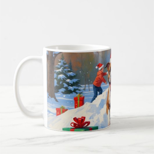 Mug Scène de Noël de Bull Terrier (Gauche)
