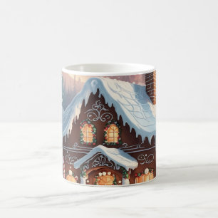 Mug Scène de Noël enneigée avec maison en pain d'épice
