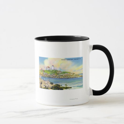 Mug Scène de pêche à Nubble Point sur York Beach (Droite)