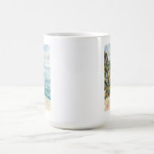 Mug Scène de plage à l'aquarelle du phare de Montauk S (Centre)