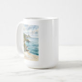 Mug Scène de plage à l'aquarelle du phare de Montauk S (Devant gauche)