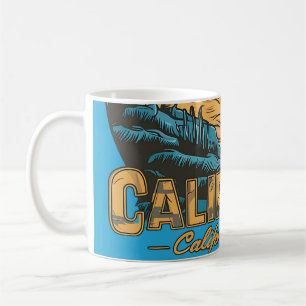 Mug Scène de plage rétro californienne au coucher du s