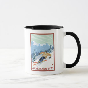 Mug Scène de skieur de MassachusettsDownhill