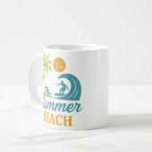 Mug Scène de surf de plage rétro estivale (Devant gauche)