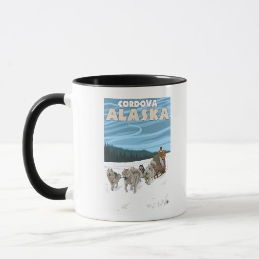 Mug Scène de traînée de chien - Cordova, Alaska (Gauche)