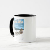 Mug Scène de traînée de chien - Cordova, Alaska (Devant gauche)