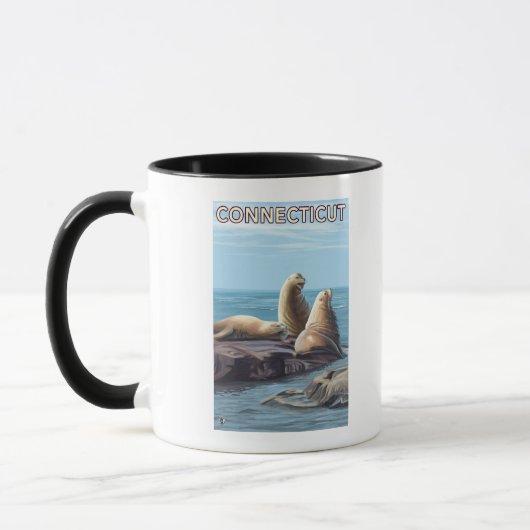 Mug Scène des lions de mer Connecticut (Gauche)