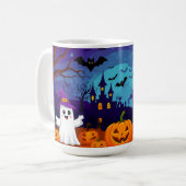 Mug Scène d'Halloween au clair de lune et citrouilles (Devant gauche)