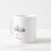 Mug Scène d'hiver avec une église rouge et l'étoile de (Devant gauche)