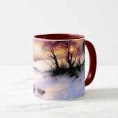 Mug Scène D'Hiver. Boug cadeau de Noël en beaux-arts (Devant droit)