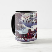 Mug Scène D'Hiver vintage. Cadeau de Noël (Devant gauche)