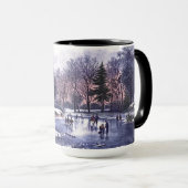 Mug Scène D'Hiver vintage. Cadeau de Noël (Devant droit)