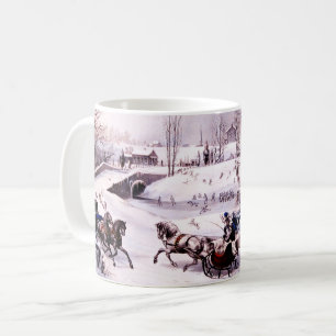 Mug Scène D'Hiver vintage. Cadeau de Noël en beaux-art