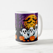 Mug Scène effrayante d'Halloween avec des fantômes (Devant droit)