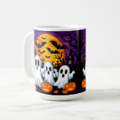 Mug Scène effrayante d'Halloween avec des fantômes (Devant gauche)
