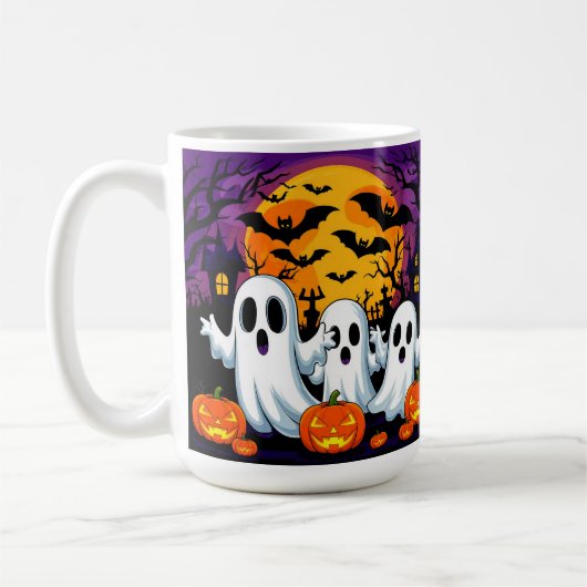 Mug Scène effrayante d'Halloween avec des fantômes (Gauche)