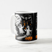 Mug Scène effrayante d'Halloween avec des fantômes (Devant gauche)