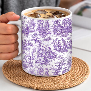 Mug Scène élégante de toile de Jouy vintage pourpre fr
