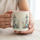 Mug Scène florale côtière du phare patchwork