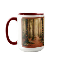 Mug - scène forestière avec les coeurs
