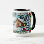 Mug Scène hivernale de Noël en vitrail (Devant droit)