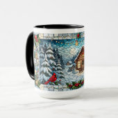 Mug Scène hivernale de Noël en vitrail (Devant gauche)