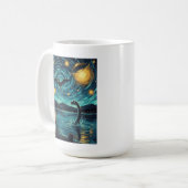 Mug Scène nocturne de cryptide Nessie Ptérosaure UFO B (Devant gauche)