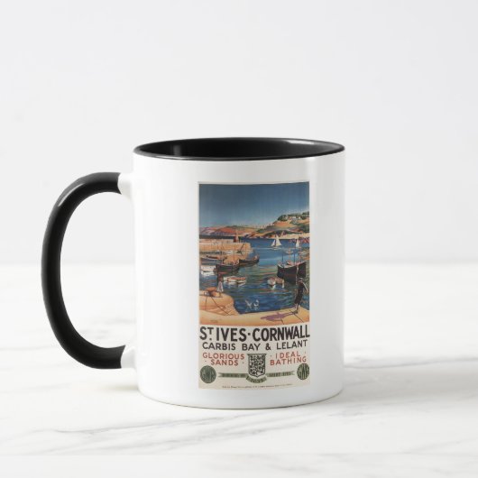 Mug Scène portuaire avec Girl and Gulls Railway (Gauche)