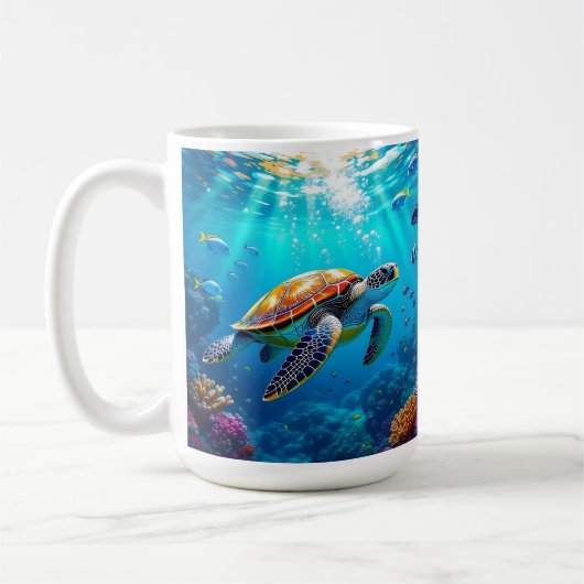 Mug Scène sous-marine colorée de tortue marine   (Gauche)