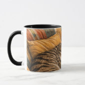 Mug Scène vinyle de chat confortable et de café, Tabby (Gauche)