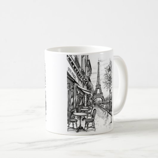 Mug Scènes Paris dessinées à la main (Devant droit)