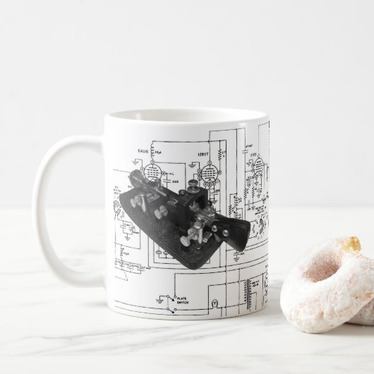 Mug Schéma de clé radio du code Morse (Avec donut)