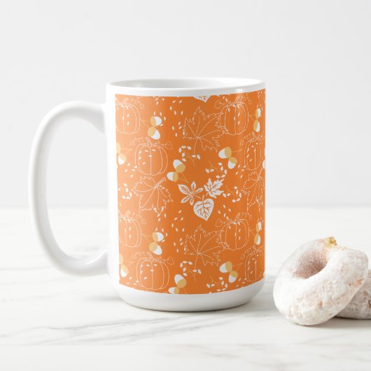 Mug Schéma de potiron et de potiron d'automne (Avec donut)