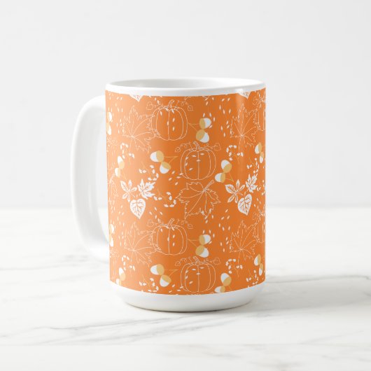 Mug Schéma de potiron et de potiron d'automne (Devant gauche)