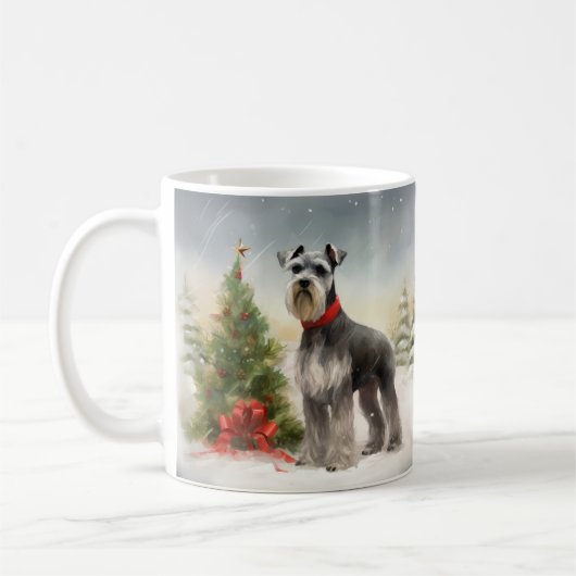Mug Schnauzer Chien à Noël de neige (Gauche)