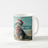 Mug Schnauzer Chien Noël Plage Vintage (Devant droit)