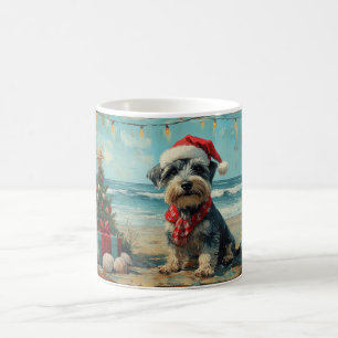 Mug Schnauzer Chien Noël Plage Vintage