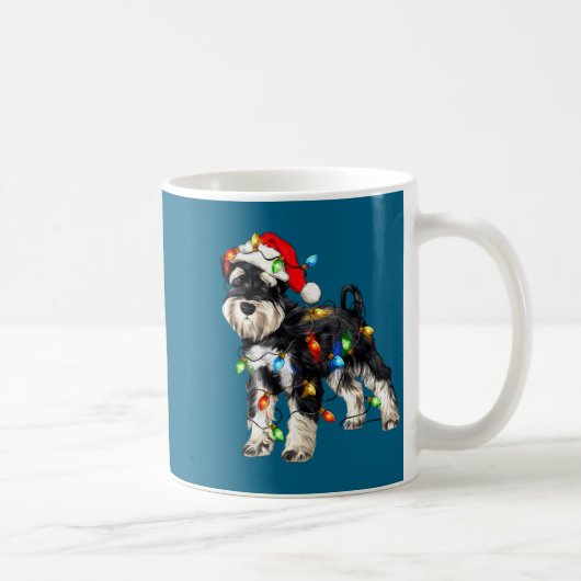 Mug Schnauzer Christmas Dog Christmas Lights Santa Hat (Droite)
