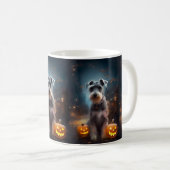 Mug Schnauzer d'Halloween avec la peur Citrouille (Devant droit)