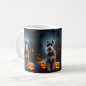 Mug Schnauzer d'Halloween avec la peur Citrouille (Devant gauche)
