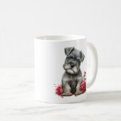 Mug Schnauzer Miniature Aquarelle Avec Roses Rouges (Devant droit)