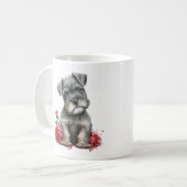 Mug Schnauzer Miniature Aquarelle Avec Roses Rouges (Devant gauche)