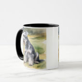 Mug Schnauzer miniature dans le jardin - Aquarelle (Devant gauche)