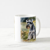 Mug Schnauzer miniature dans le jardin - Aquarelle (Devant droit)