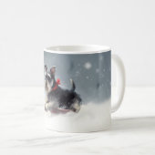 Mug Schnauzer miniature neige de Noël hiver (Devant droit)